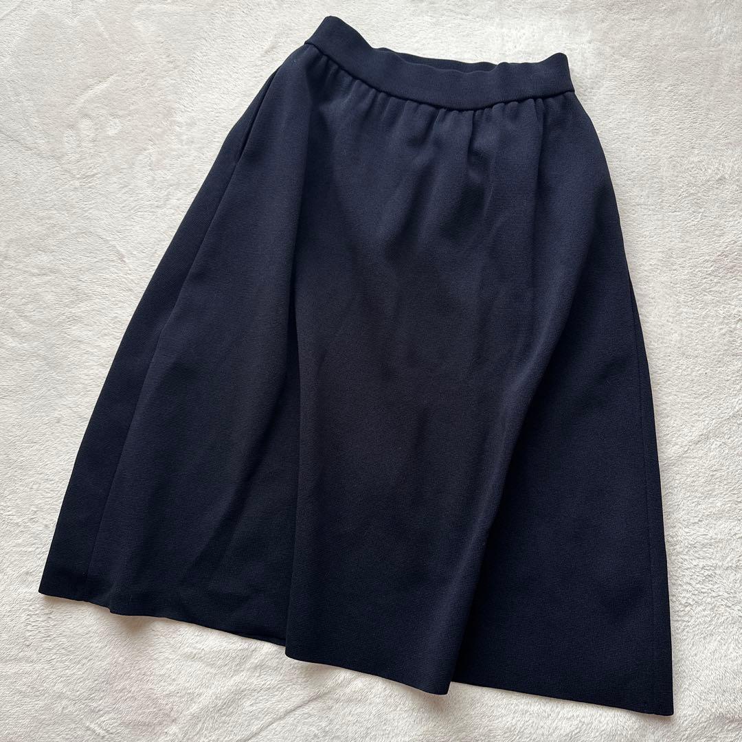 【ルネ】パールボタンモチーフ　フォーマル　フレアスカート　ブラック