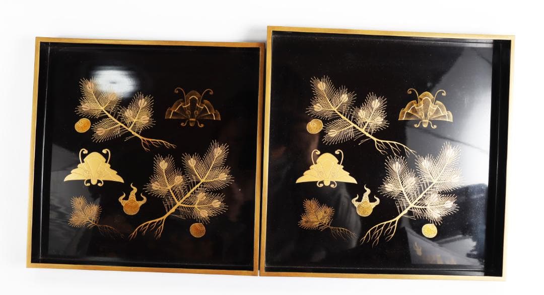 茶道具 蝶蒔絵 重箱 二枚蓋 共箱 漆芸 木製漆器