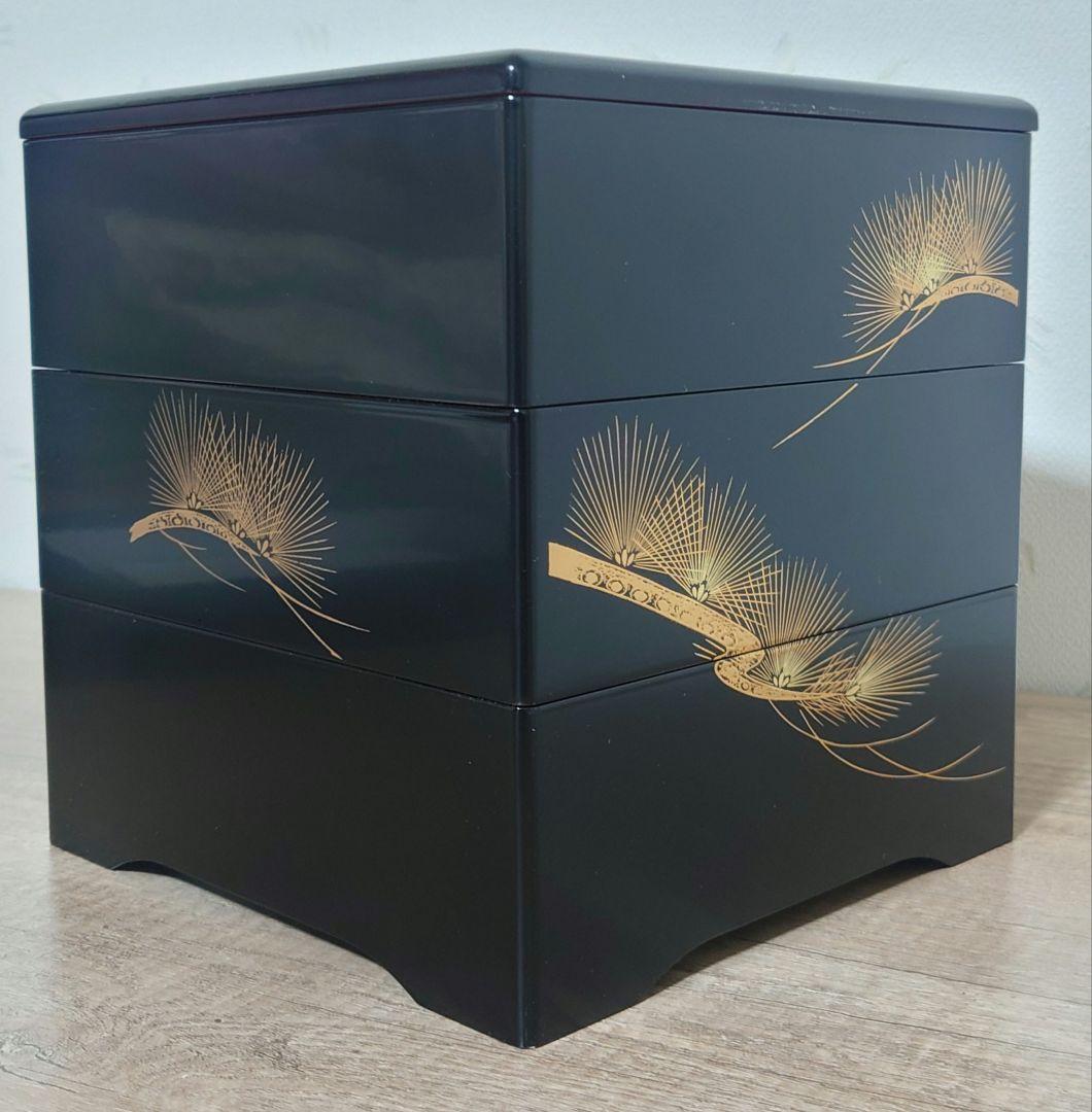 ビスケット　会津塗り 天然木 三段重箱 蔵漆JAPAN