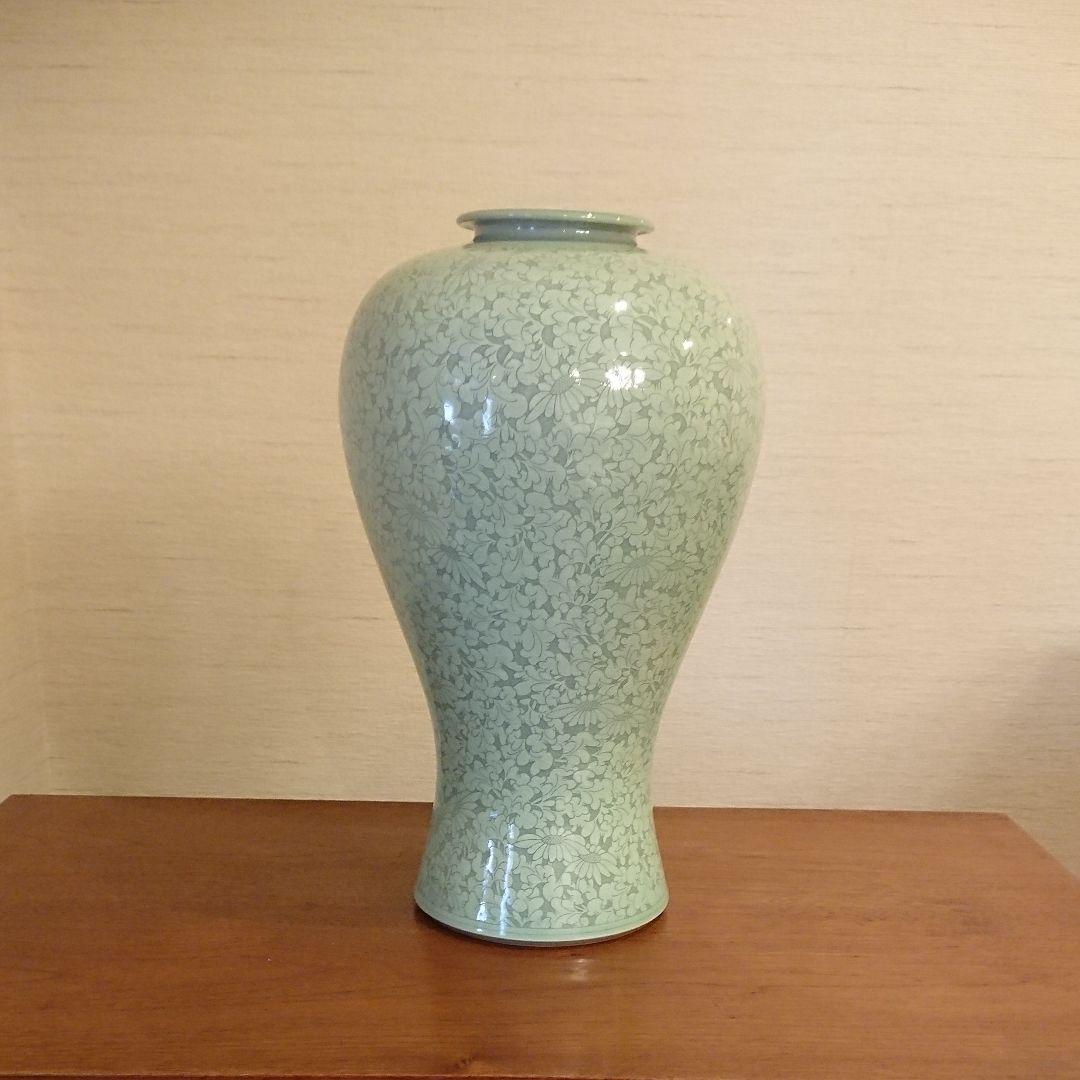 青磁 花瓶 壺 韓国 大きい壺 値下げしました 青磁大壺(韓国) 青磁 花瓶 壺