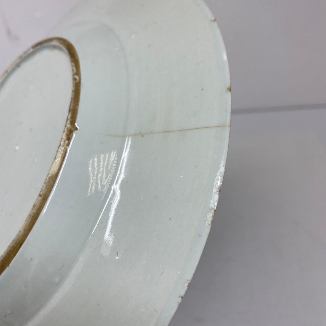 中国清朝時代　青花八寸皿　直径23.7㎝　タサチ　東さ7-0222☆2F