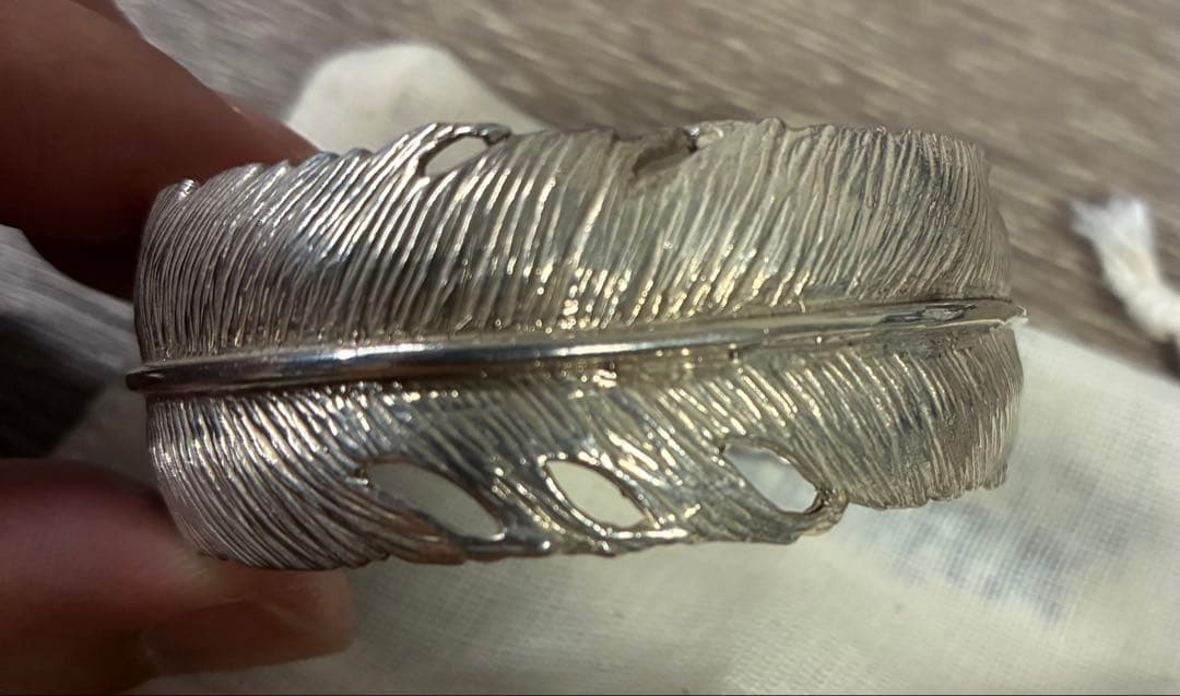 フェザー シルバー 925 バングル 羽根