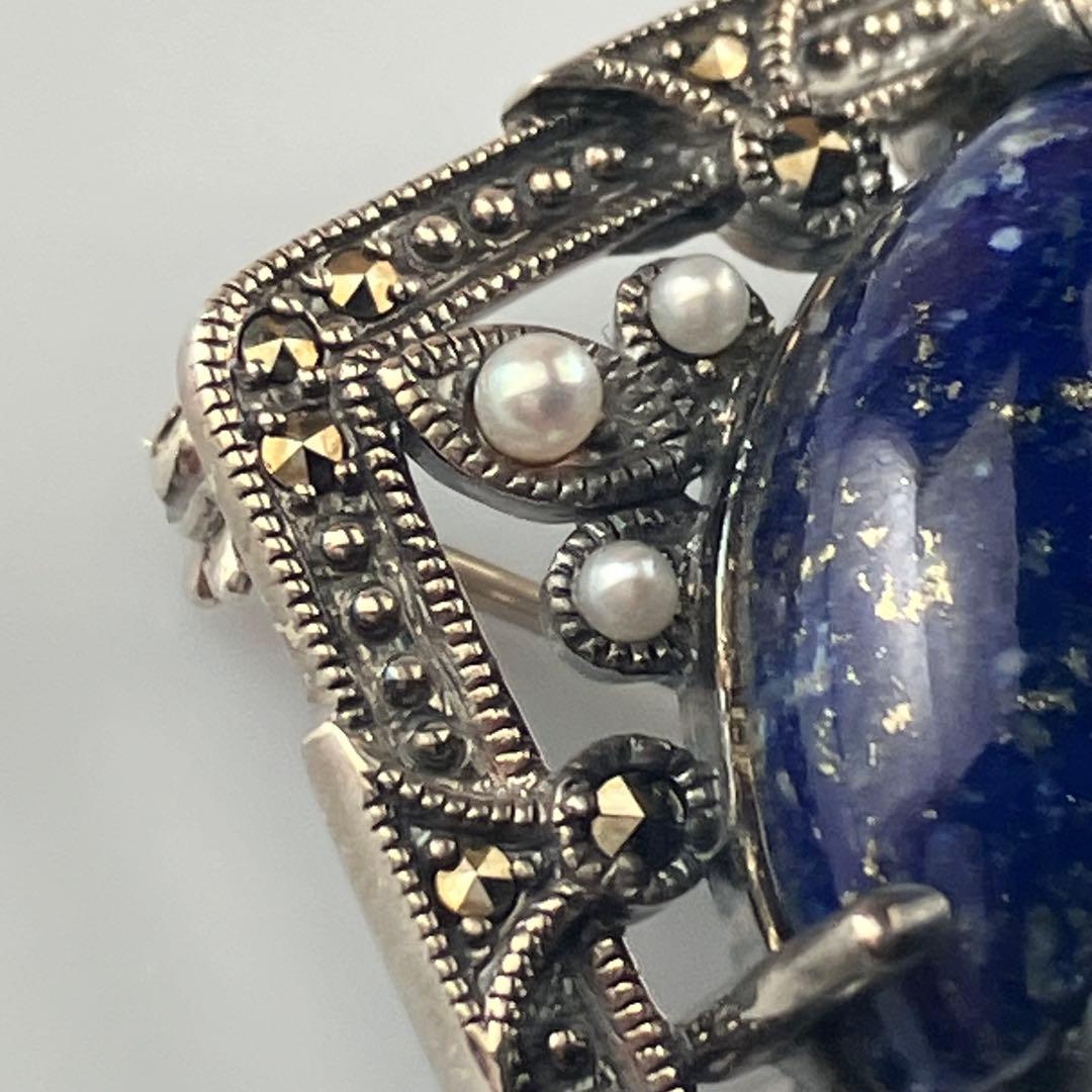 碌山 ロクザン ラピスラズリ ペンダントトップ/ブローチ 2way パール装飾