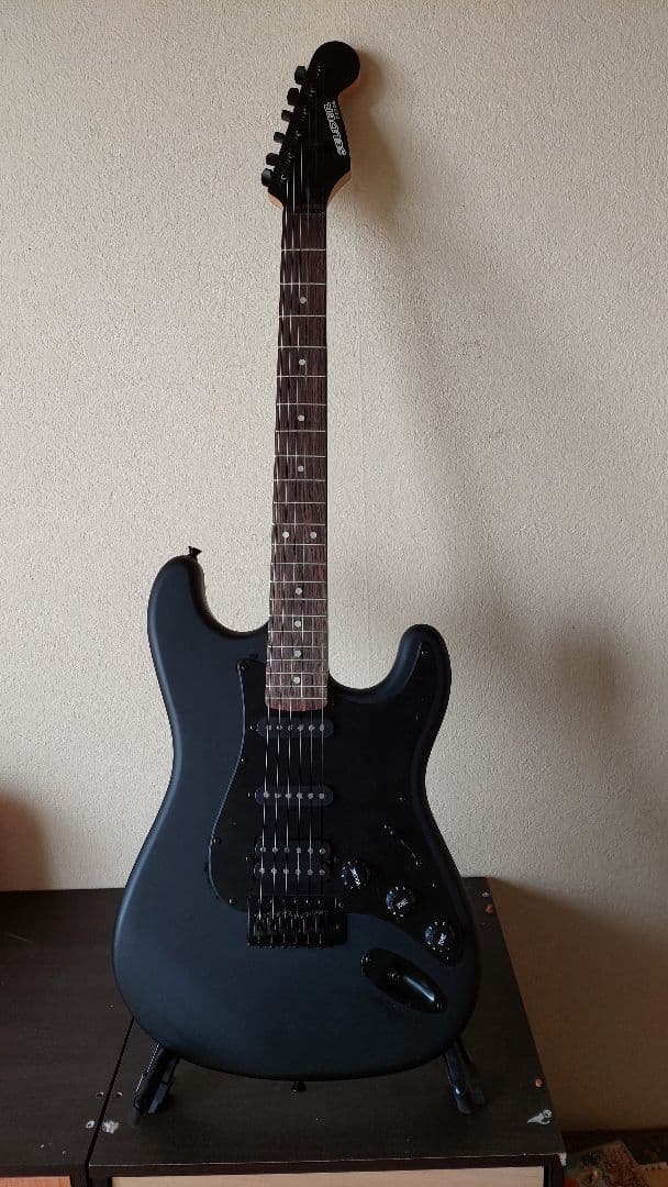 エレキギターSELDER　マットブラック　 チューナー　ケース　スタンド付き美品 エレキギターSELDER マットブラック チューナー ケース スタンド付き美