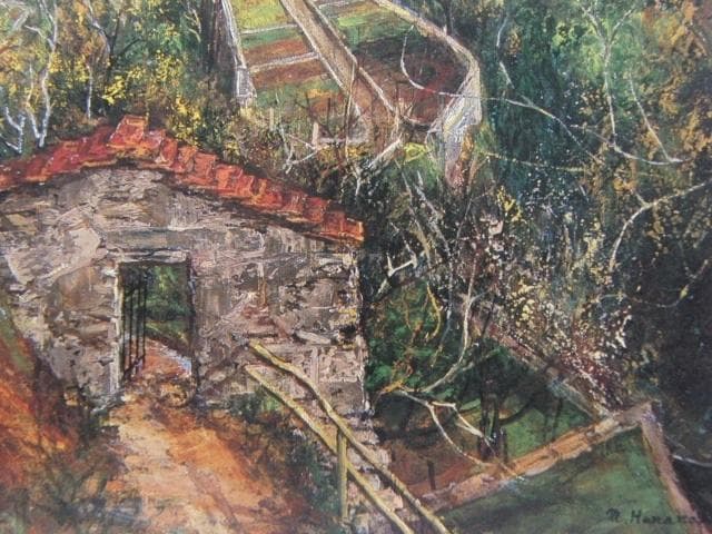 花巻碧【チャペルの丘】希少な額装用画集より、状態良好、新品高級額装付