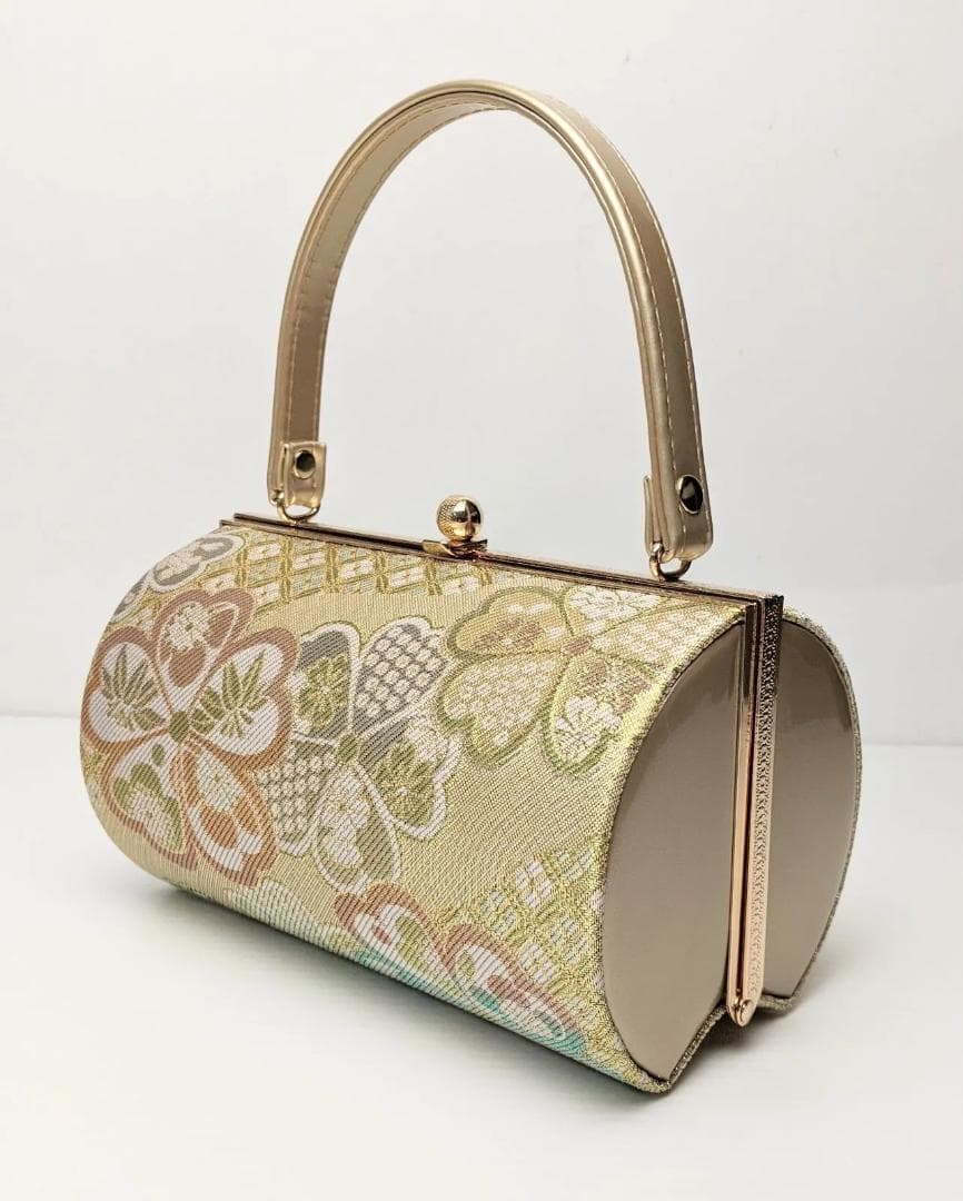 草履バッグセット 振袖 フォーマル 帯地 金 桜 フリーサイズ w48-5