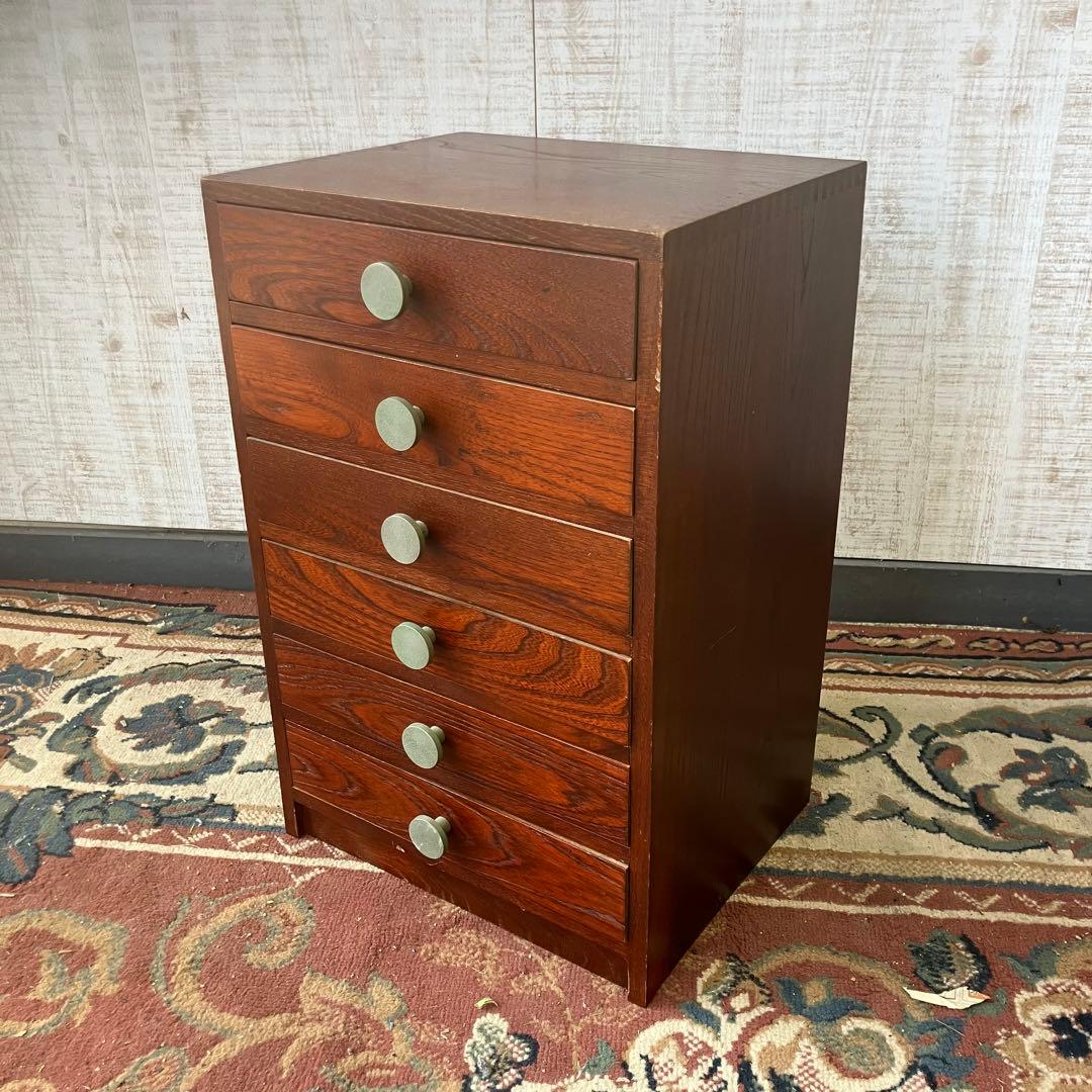 GO-172】引き出し 6段 小物入れ 木製家具 昭和レトロ アンティーク