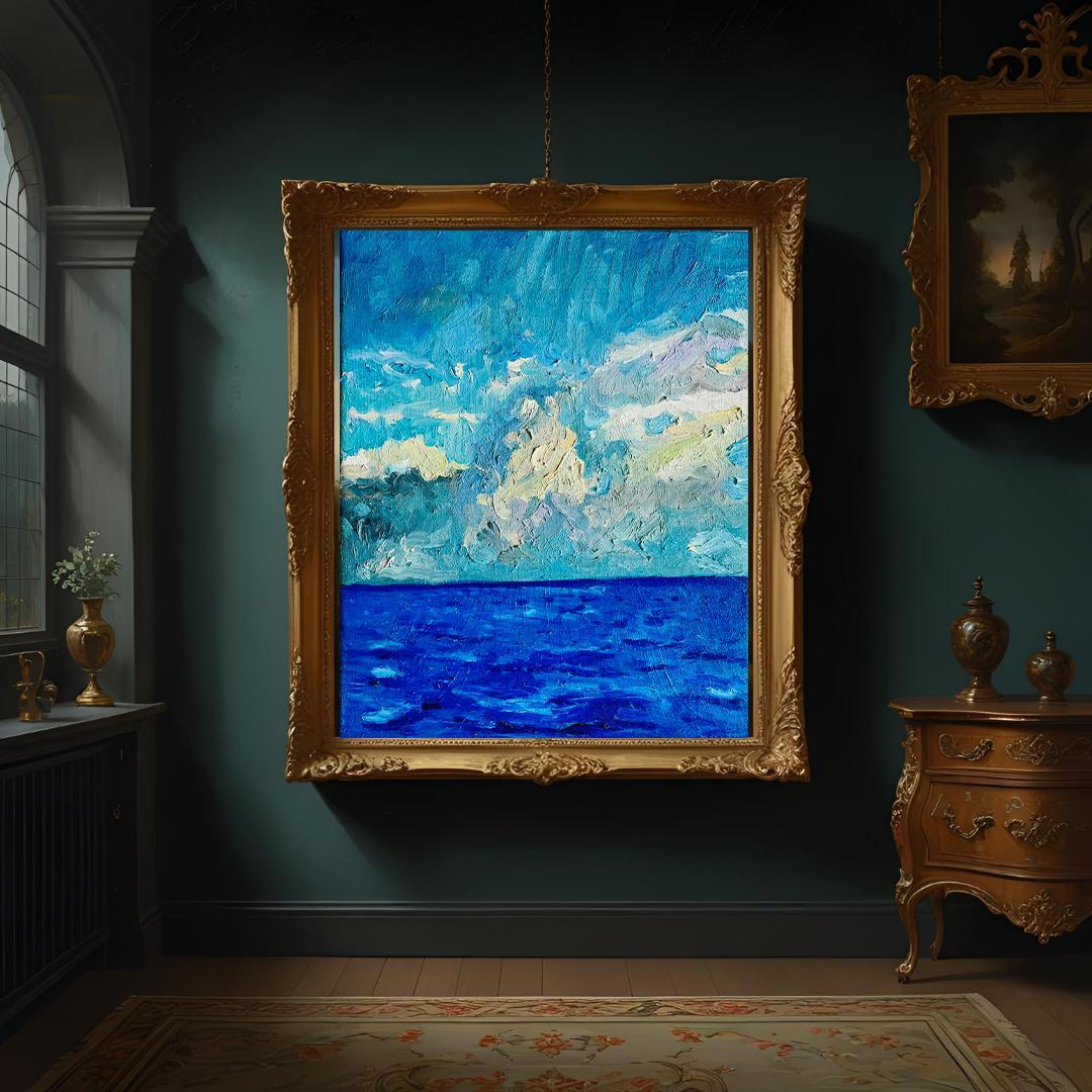 22×27㎝「朝の海７」油彩・原画・F3