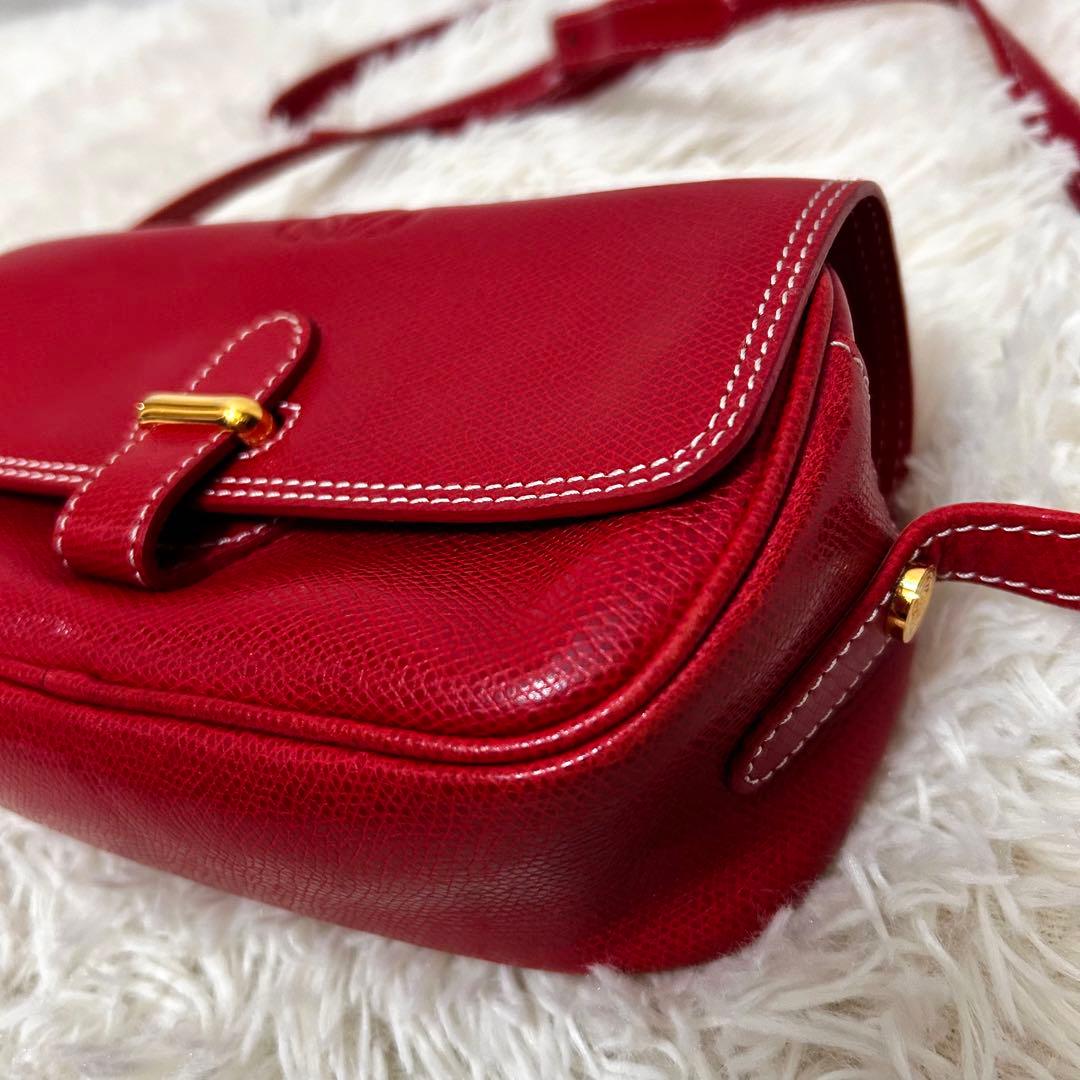 外観美品 LOEWE レザー　レッド　アナグラム　ショルダーバックロスボディ