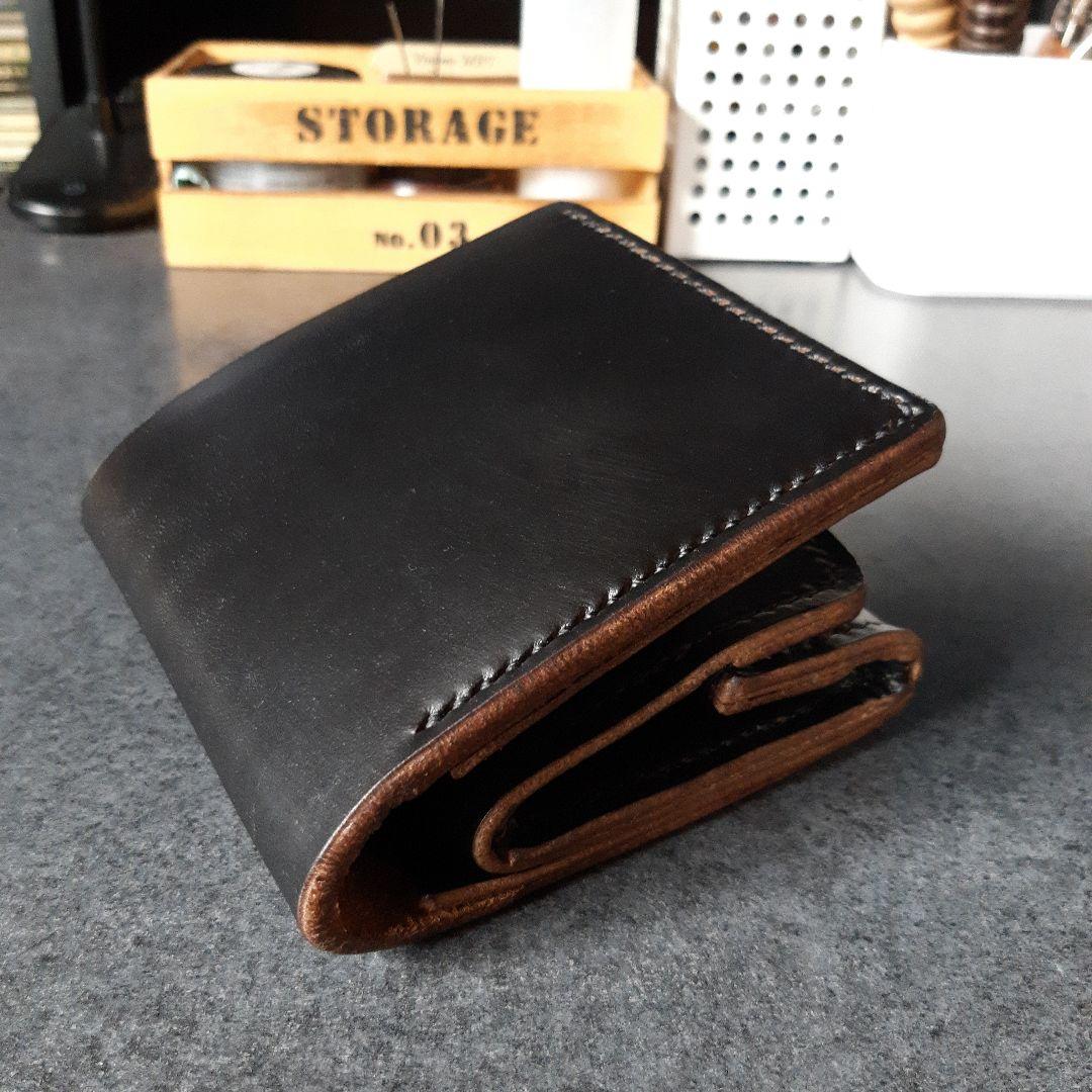 特厚★HORWEEN★クロムエクセル　二つ折り財布 オールブラック