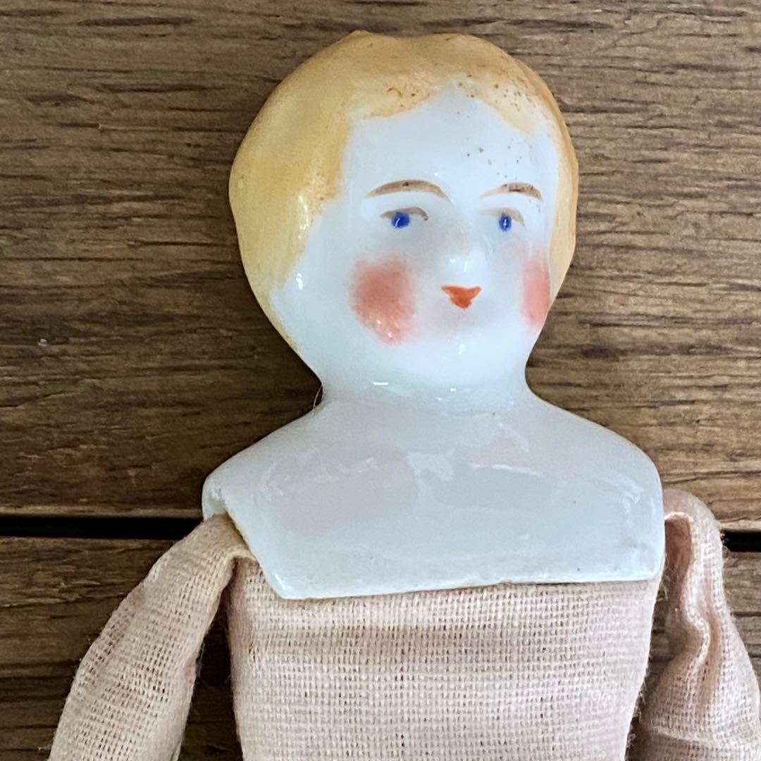 ドイツアンティーク チャイナヘッドドール 18.5cm ブロンド