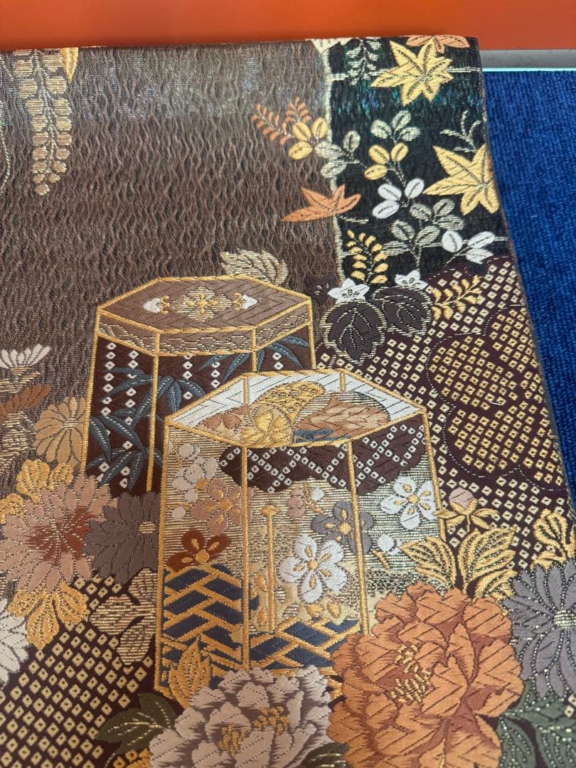 2663袋帯 古代彫金紋 西陣織 金糸 高級上質上品 約440cm 未使用