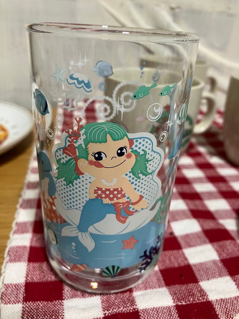 レア　昭和レトロ★ペコちゃんマグカップ5客グラス1客&クリスマスソーサー3枚