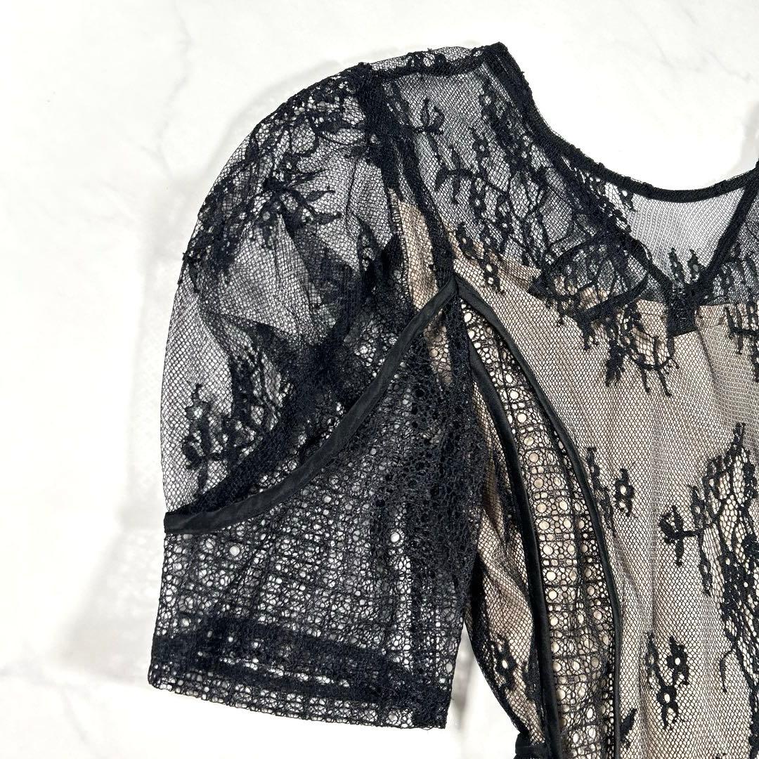 LAGUNAMOON　パネルレースワンピース　ドレス　お呼ばれ　ブラック　S