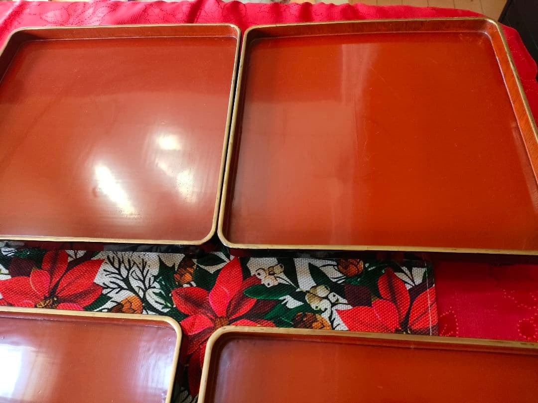 木製 朱膳 4台セット