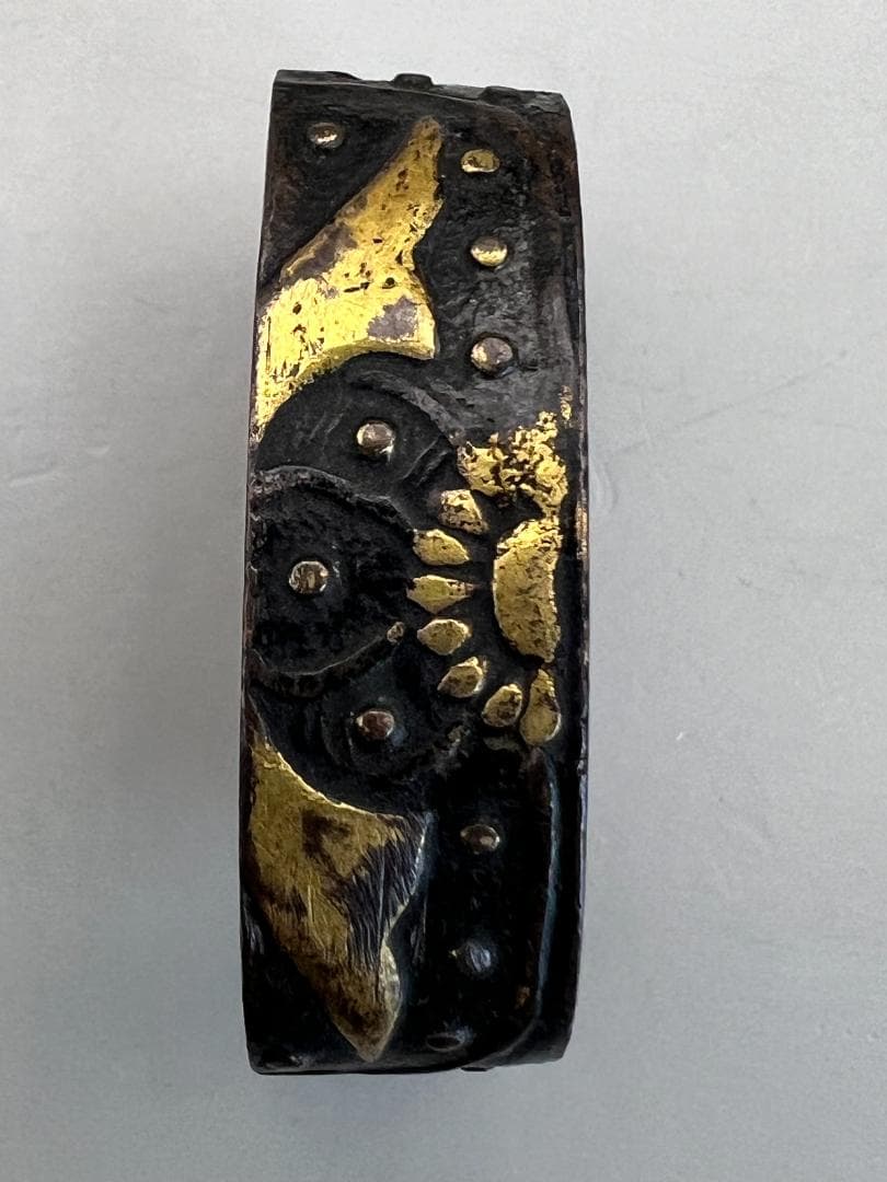 【海】江戸明治期　日本刀装具　金象嵌　縁頭　４点(１点在銘)　骨董品　美術品