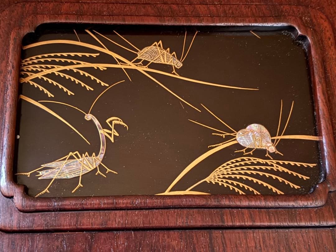 唐木 紫檀 蒔絵 飾り棚 古家具