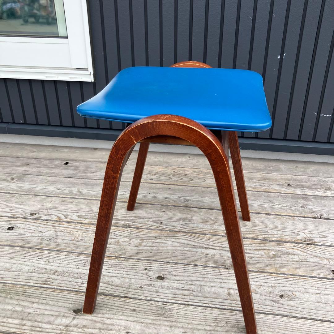 昭和レトロ 秋田木工 ミッドセンチュリー ベントウッドスツール 木製 古家具