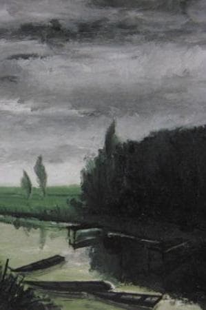 ベルナール・ビュッフェ、「La riviere」、希少画集の額装画、人気作品