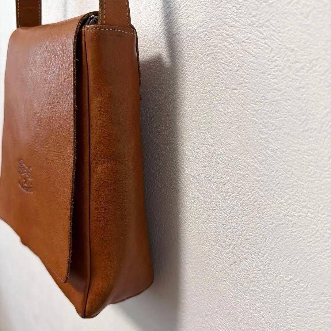 IL BISONTE スクエアレザーショルダーバッグ イタリア製