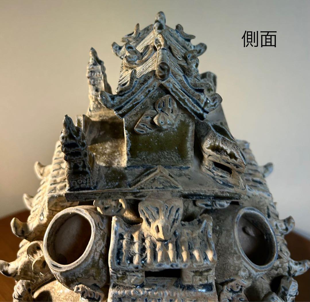 中国骨董　青磁神亭壺(せいじしんていこ) 漢緑釉　三国時代