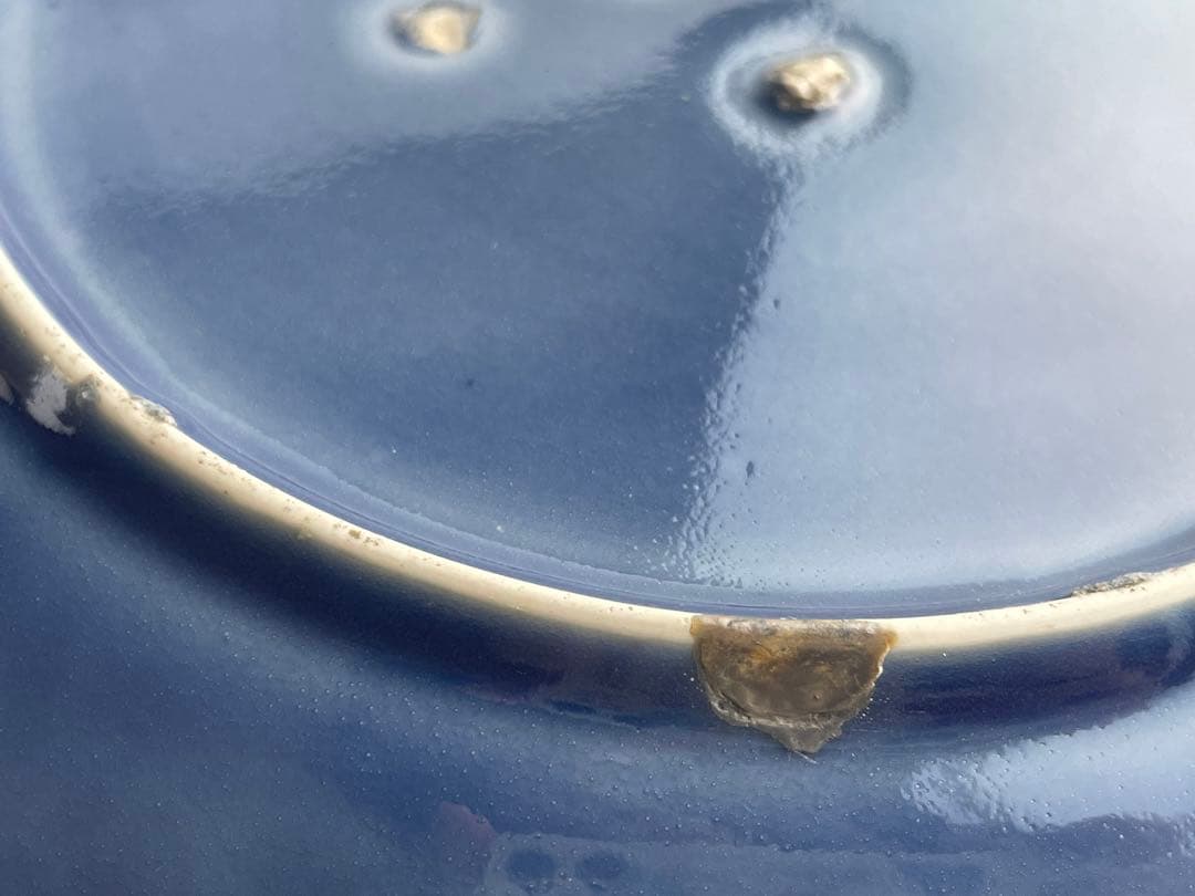 骨董 アンティーク 古伊万里 瑠璃 輪花皿 七寸皿 瑠璃釉 輪花縁