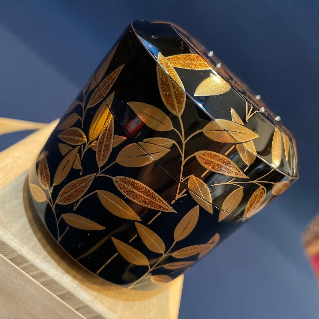 茶道具『雪吹 笹露 棗』輪島塗の名工【茶平 一斎】(作)共箱 ※美