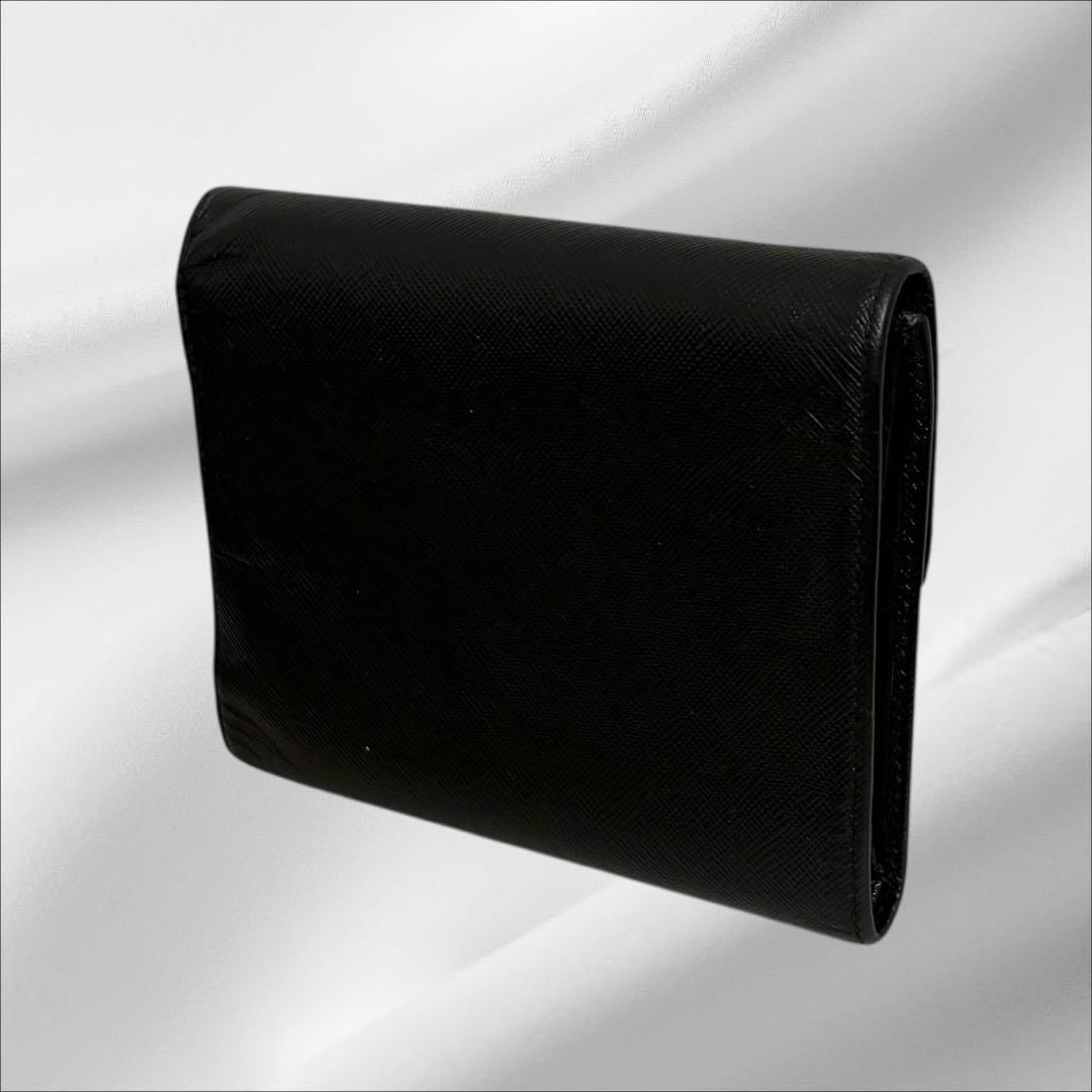 極美品✨ PRADA プラダ 三つ折り財布 サフィアーノ ブラック 黒