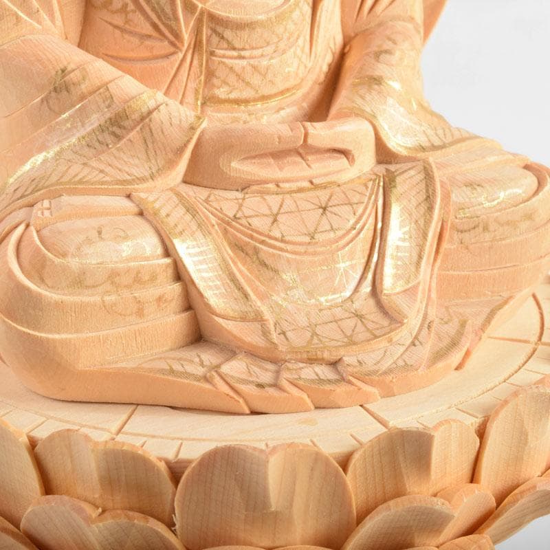 仏教美術 桧彫刻 釈迦如来座像 仏像 蓮華台 C 8855