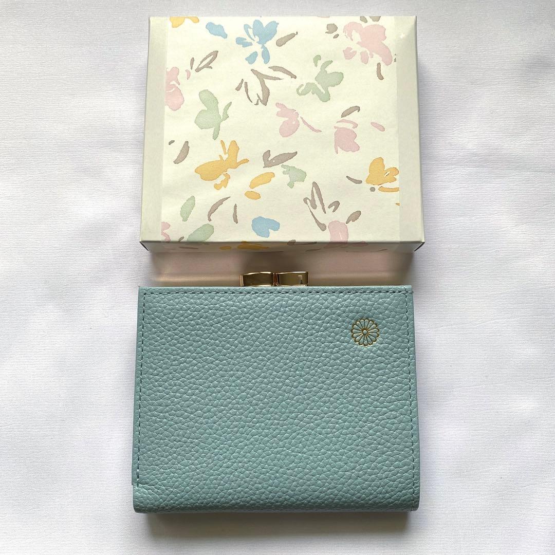 新品】皇居 財布 二つ折り がま口 ライトブルー 水色 皇居 売店 限定