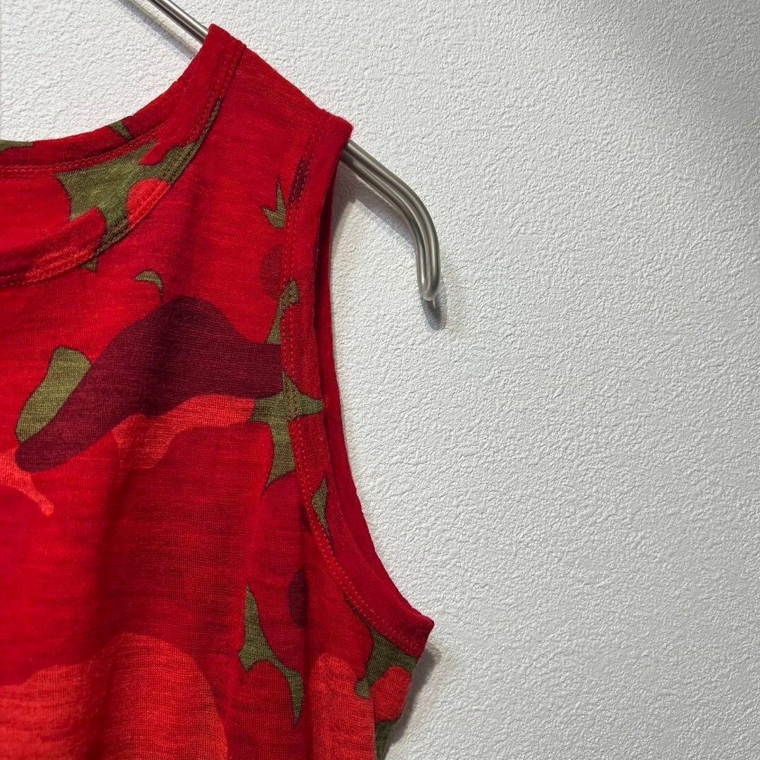 希少 美品 ワイズ ウール ノースリーブ 総柄 デザインブラウス タンクトップ