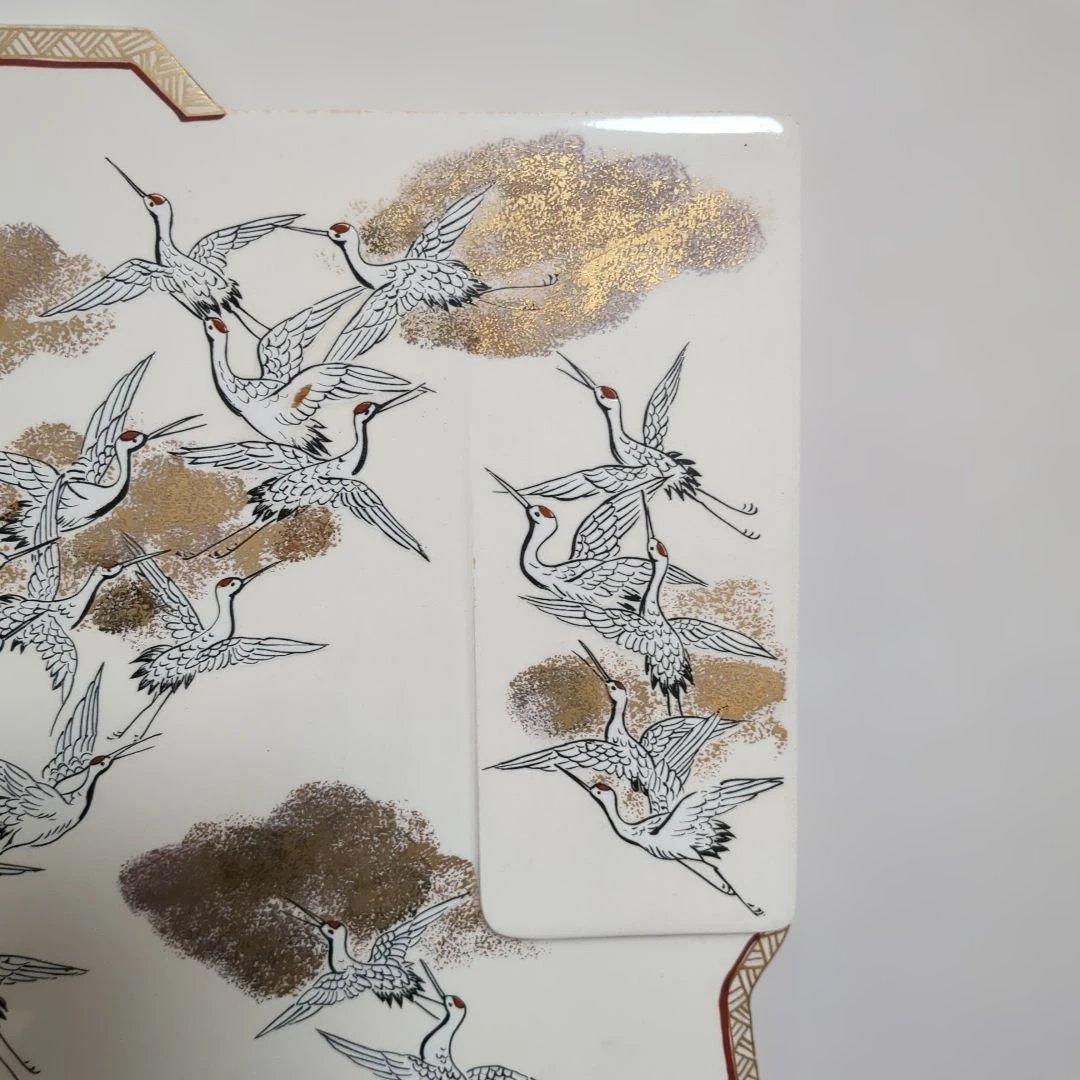 九谷焼 手描きの鶴 飾額 お正月 結婚式 お祝い プレート 皿