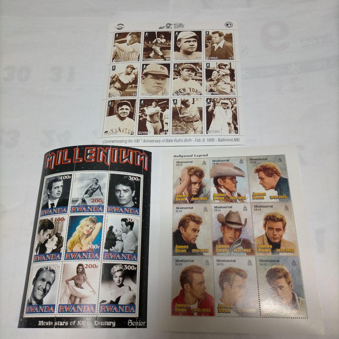 外国切手シート大量 有名人・俳優・歌手・スポーツ選手等シリーズ22シート未使用