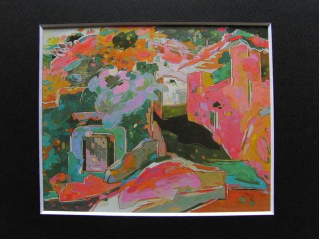 祢宜吉子、メキシコ風景、希少な画集より、新品高級額・額装付、状態良好