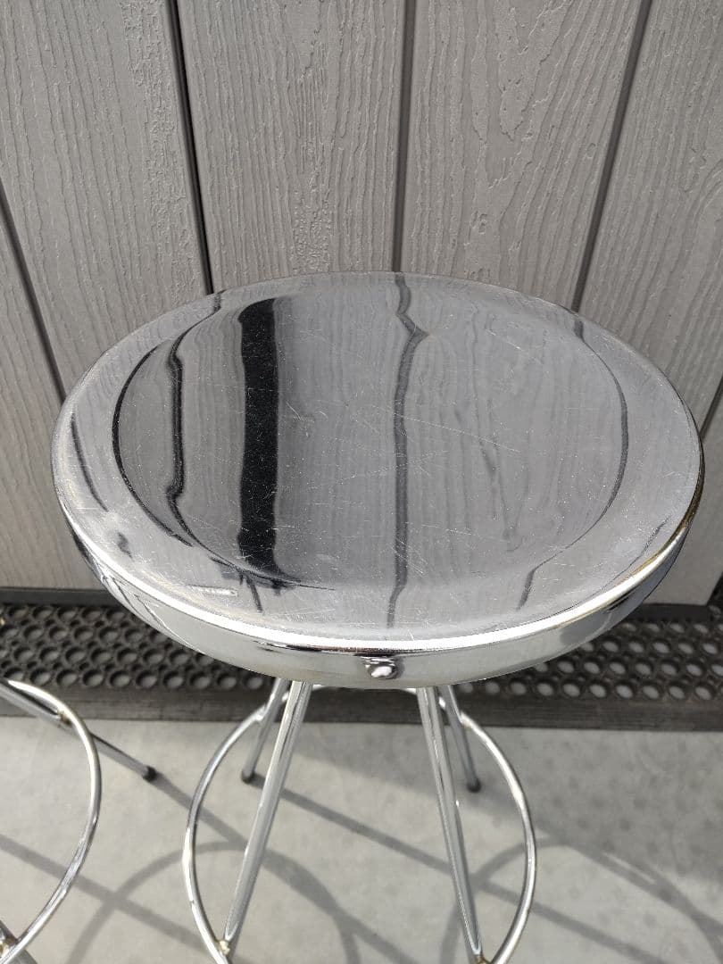 【引き取り】ステンレス スツール チェアー 2脚セット カウンター 植物台