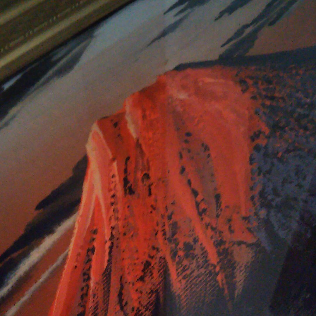 絵画　富士山　赤富士　立体絵　開運　金運　風水　美峰　特大　額付