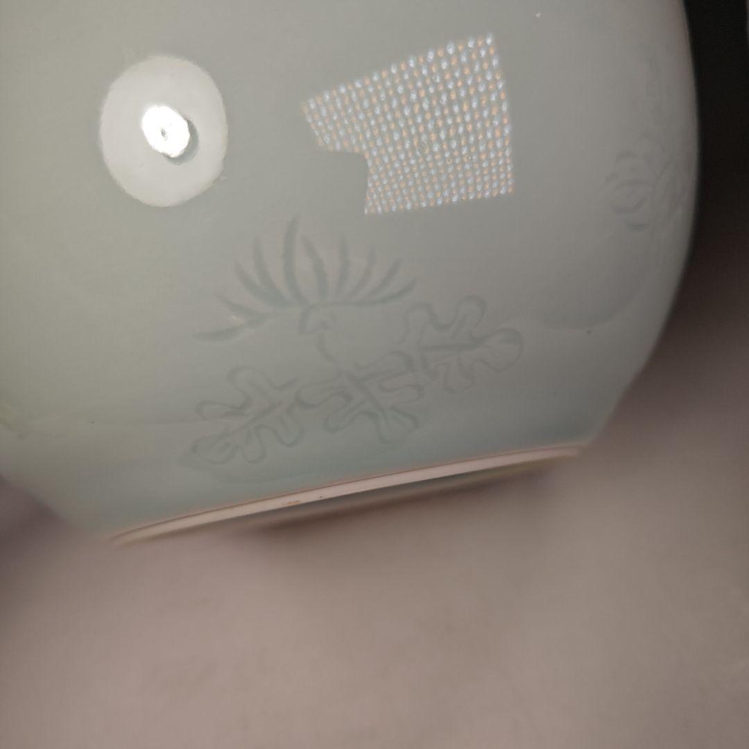 イ649 水指『林耕造』『青白磁 桐彫紋平水指 共箱』茶道具