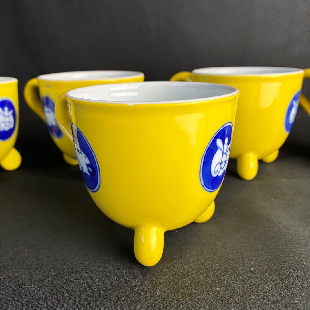 深川製磁 黄地うさぎ マグカップ 5客