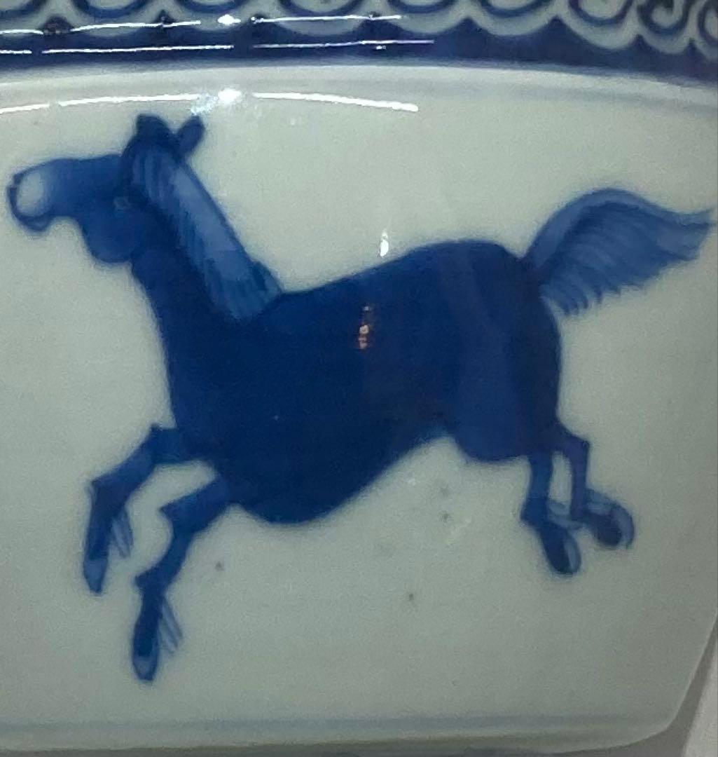 B500s「染付馬図 火入 1個」伊万里焼　江戸時代　干支　令和8年　茶道具