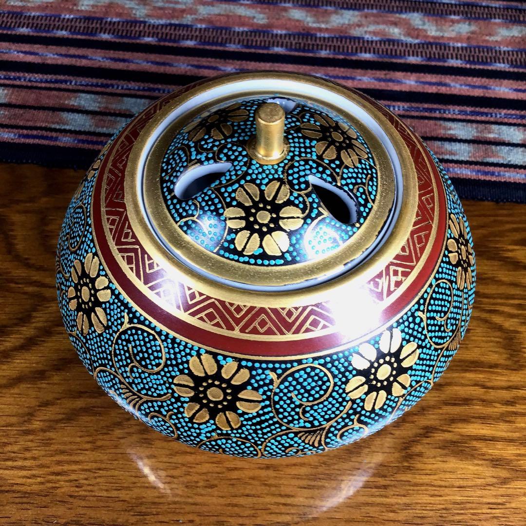 ハピうー特価』 九谷焼 洋山 青粒 香炉 - メルカリ