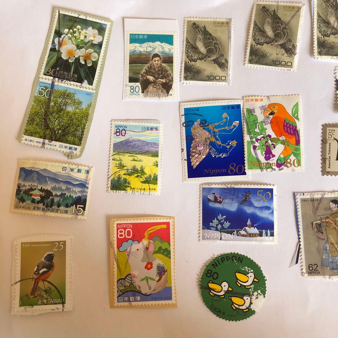 使用済切手19枚 ： 日本 16枚 USA 2枚 台湾 1枚