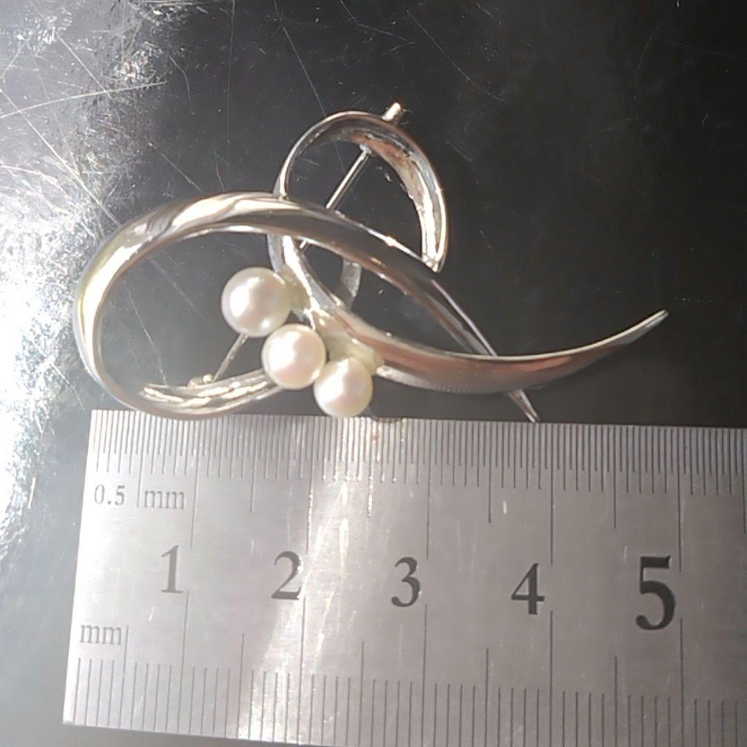 TASAKI 田崎真珠3珠 アコヤ本真珠 ブローチ SILVER