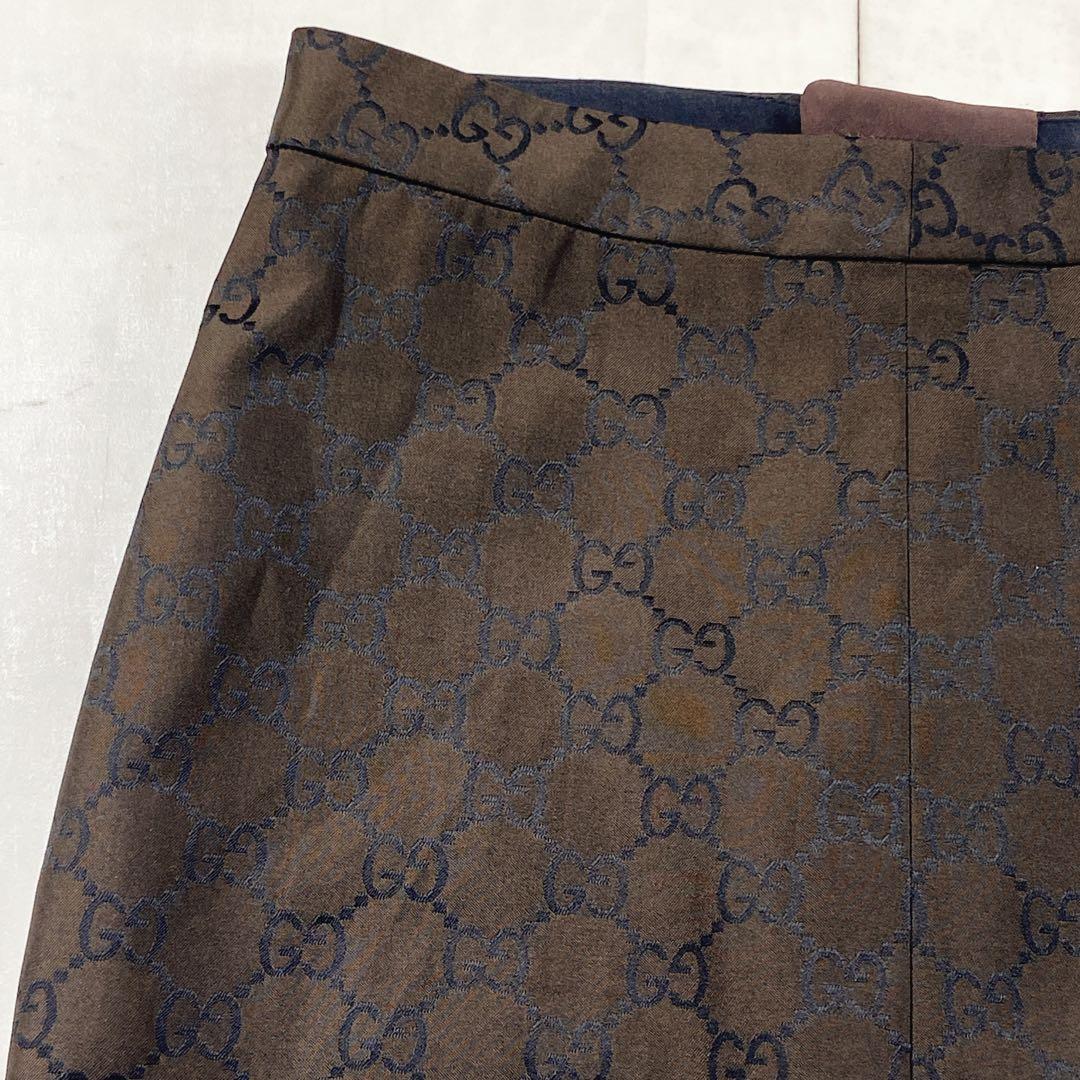 極美品 GUCCI GG柄 モノグラム スカート フロントポケット 40 L