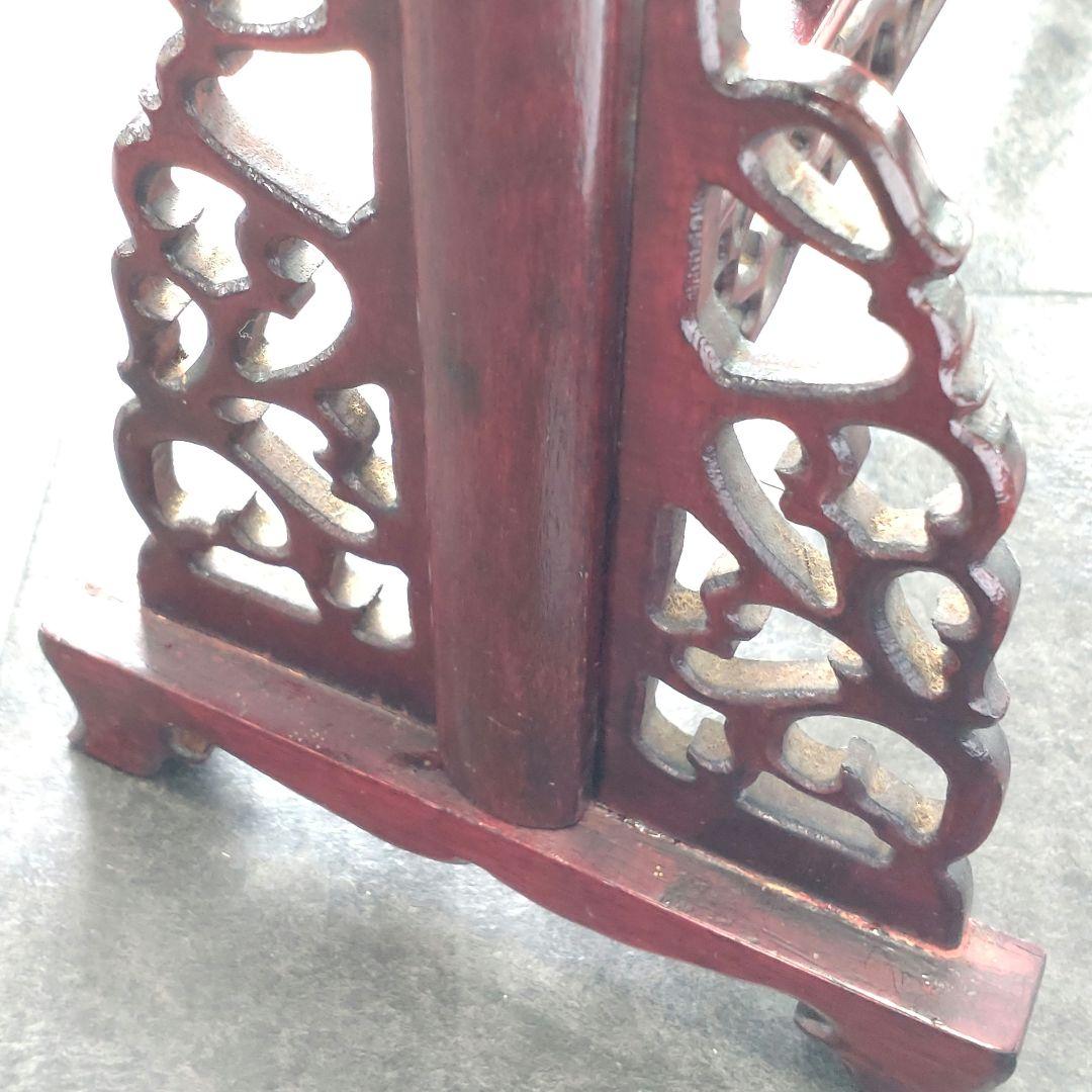 希少 古代中国】刺繍 両面ガラス細工 唐木 古玩 骨董品 装飾品 山村海