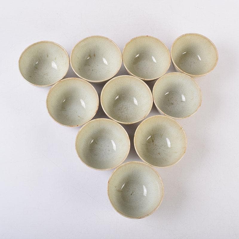 煎茶道具　萬古焼　陶華園造　煎茶碗　十客　共箱　C　R8908