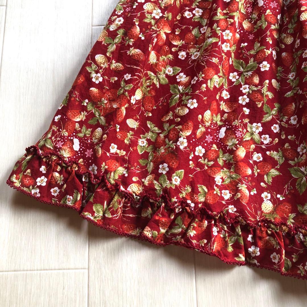 ピンクハウス 綿ローン いちご 苺 ストロベリー フリル 赤 スカート