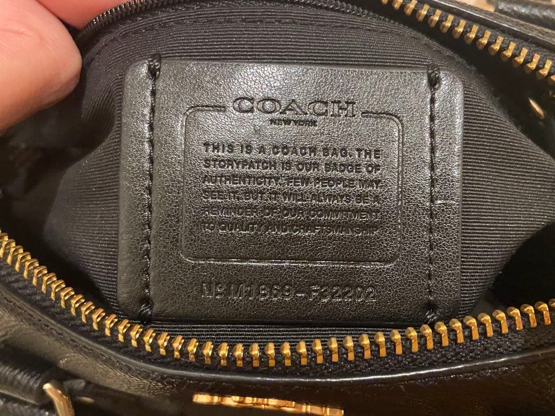 COACH ショルダーバッグ ミニボストン　2way ブラックレザー
