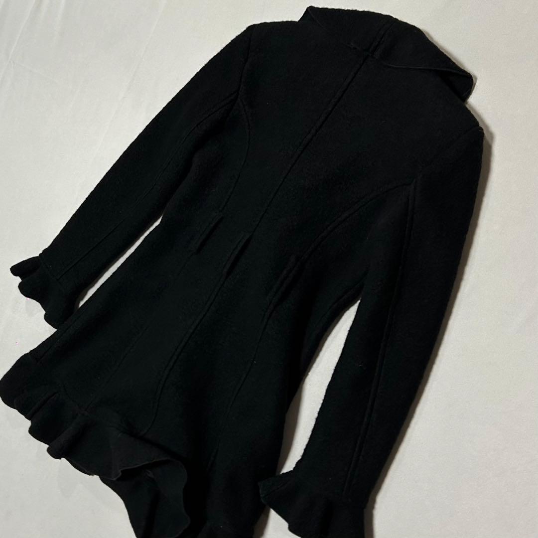 00s イタリア製 ウールフリルコート ダブルジップ ロリータ ゴシック ロック