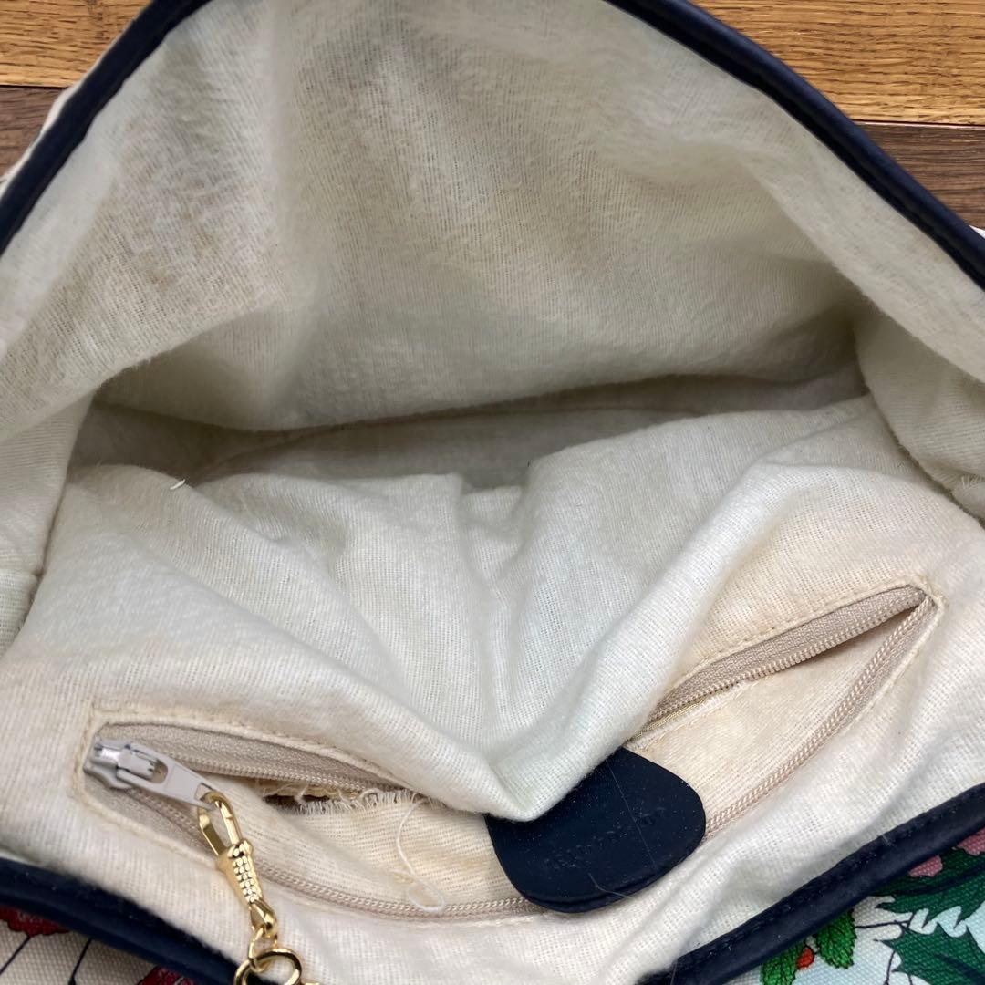 専用GUCCI オールド グッチ　フローラ キャンバスネイビーレザー ショルダー
