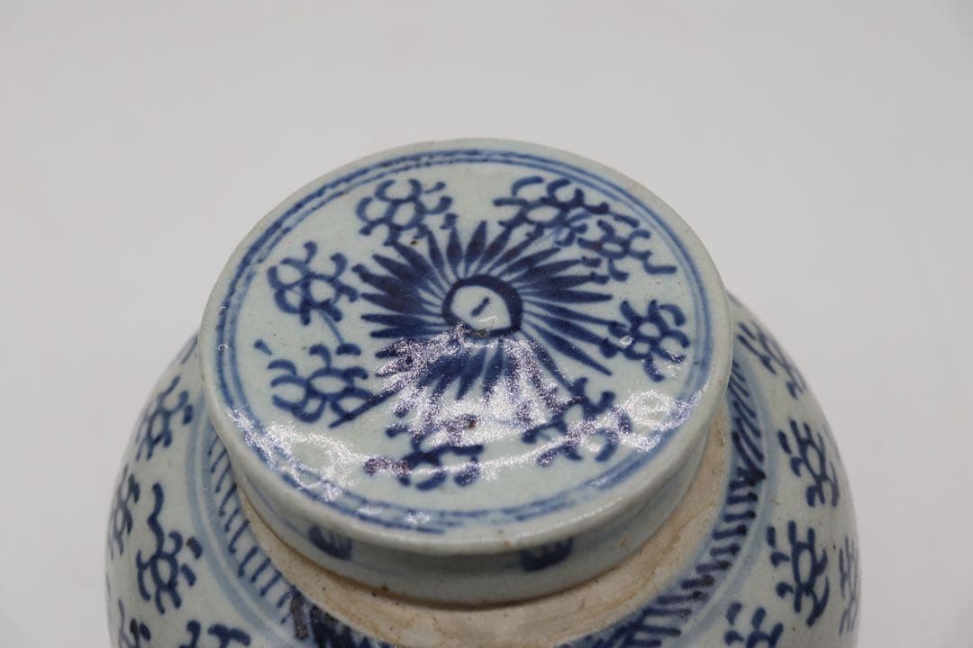 中国清時代染付壺アンティーク送料込み0406